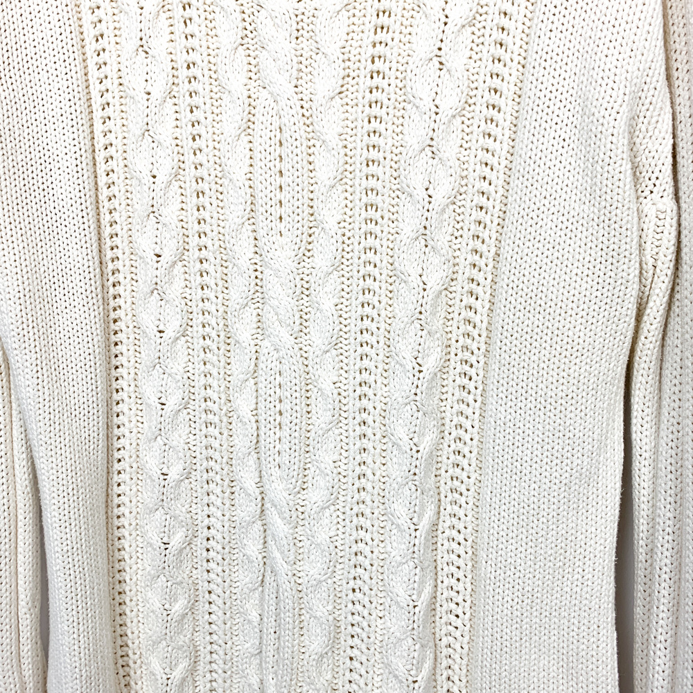 One on One Off-White Long Sleeve Cable Knit Sweater - Picture 10 of 11